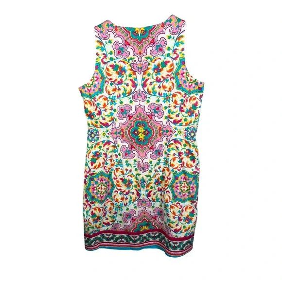 London Times Sleeveless Colorful Pink Mandala Paisley‎ Print Sheath Boho Dress 8 - Picture 2 of 8